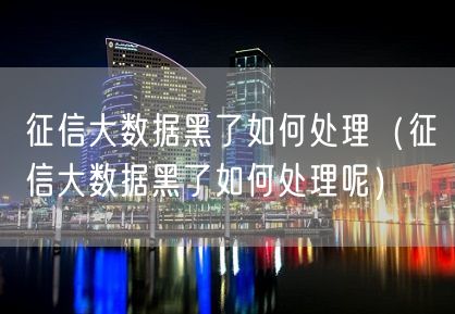 征信大数据黑了如何处理（征信大数据黑了如何处理呢）