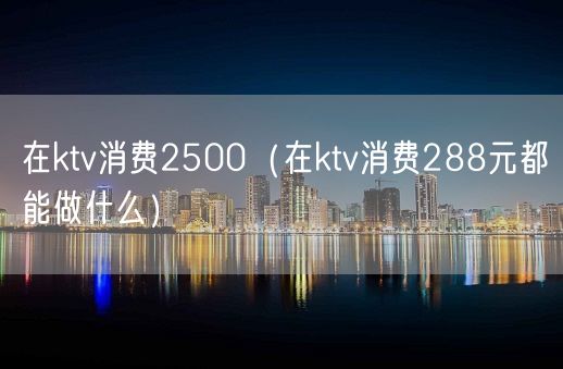 在ktv消费2500（在ktv消费288元都能做什么）