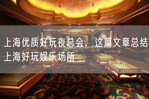 上海优质好玩夜总会，这篇文章总结上海好玩娱乐场所