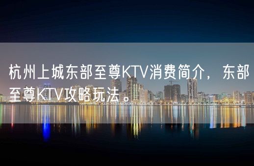 杭州上城东部至尊KTV消费简介，东部至尊KTV攻略玩法。